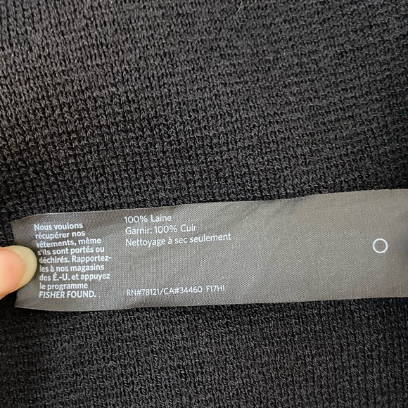 Eileen Fisher 100% Wool Sweater with leather cuffed sleeves - Picture 9 of 13